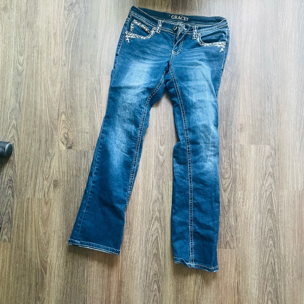 Grace Women's Boot Cut Jeans in Classic Blue